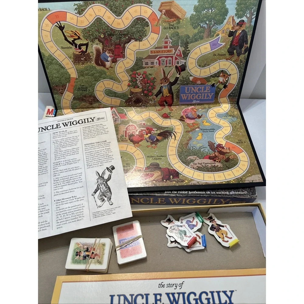 The Uncle Wiggly Game Milton Bradley 1988 Vintage 100% Complete Board Game
